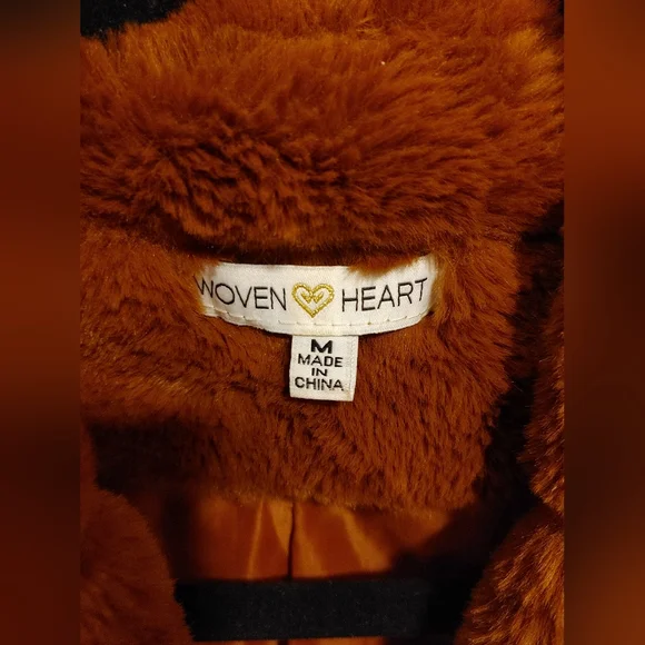 Woven Heart burnt orange faux fur jacket size M - Picture 5 of 10